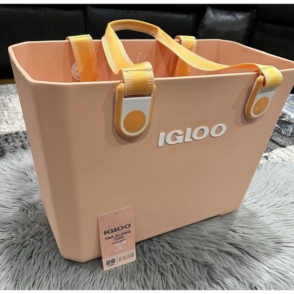 Igloo Tag Along Too Tote 28L Apricot Water-Resistant Rubber Beach Bag NWT - Picture 3 of 5